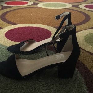 Black suede block heel